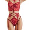 Sexy Three-piece Lace Flower Lingerie Set