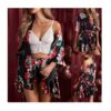 3Pieces Womens Nightgowns Floral Print Kimono Robes And Panty