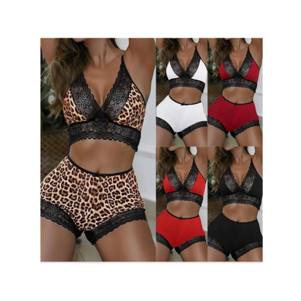 2Pcs Women Sexy Short & bra Lingerie Set