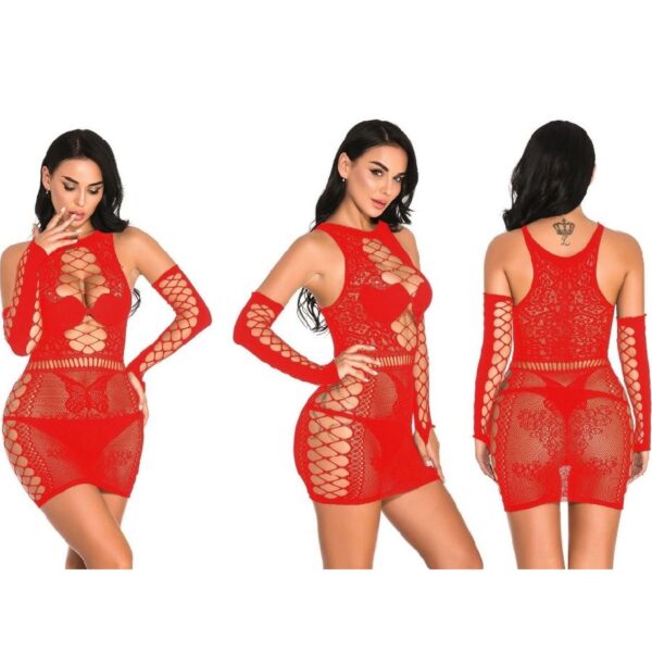 eros sexy fishnet body suit with gloves lingerie