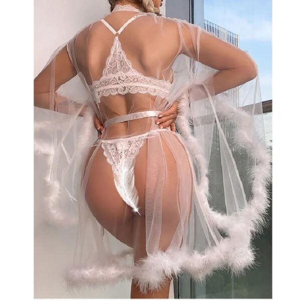 Hot Transparent Robe With Feathers