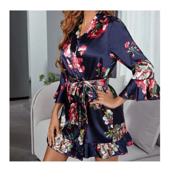 3Pieces Womens Nightgowns Floral Print Kimono Robes And Panty