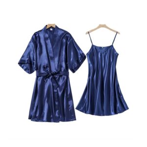 2pcs Half Sleeve with Kimono Robe Set