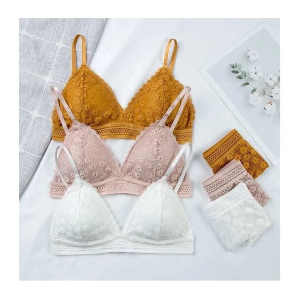 Lace Bra & Panty Set - Seamless Push Up Lingerie